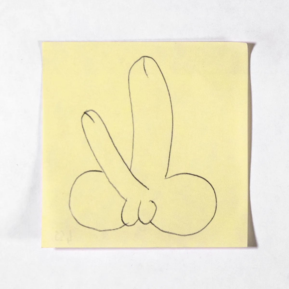 Gifted, No. 455 of 512: a hand-drawn cazzo on a sticky note