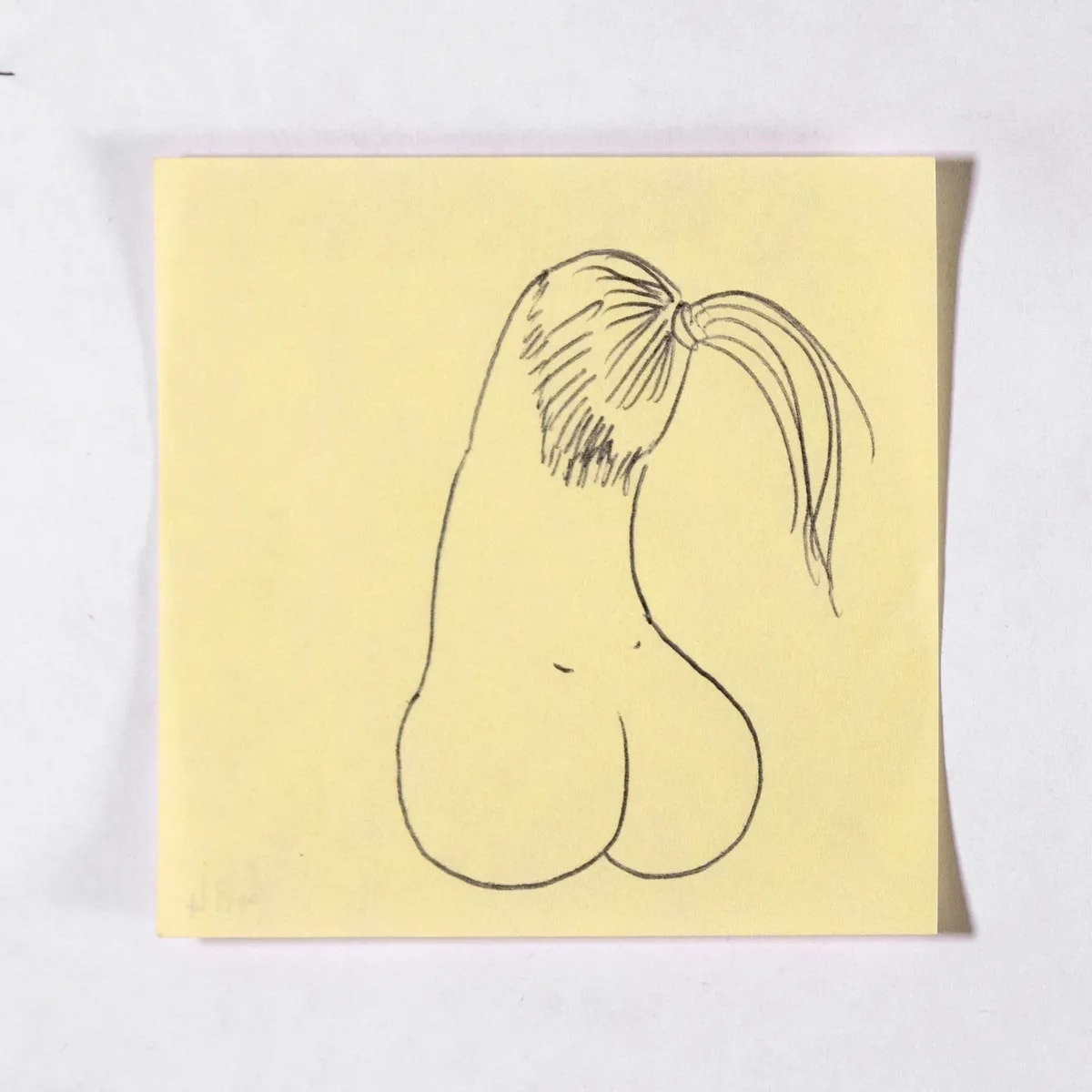 Hottie, No. 484 of 512: a hand-drawn cazzo on a sticky note