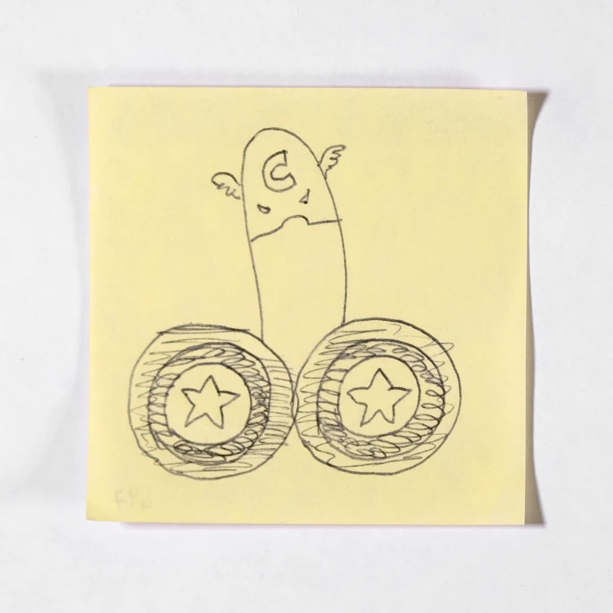 Captain, No. 497 of 512: a hand-drawn cazzo on a sticky note
