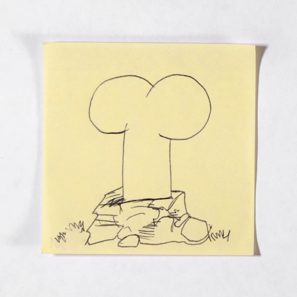 Excalibur, No. 501 of 512: a hand-drawn cazzo on a sticky note