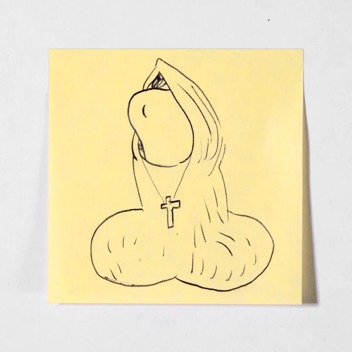 Monk, No. 006 of 512: a hand-drawn cazzo on a sticky note