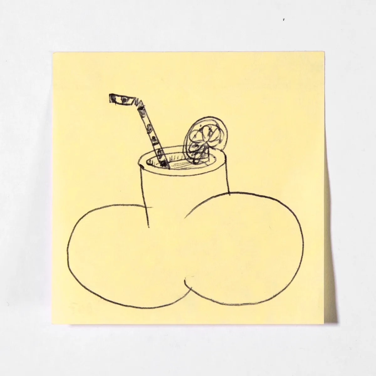 Drink, No. 007 of 512: a hand-drawn cazzo on a sticky note