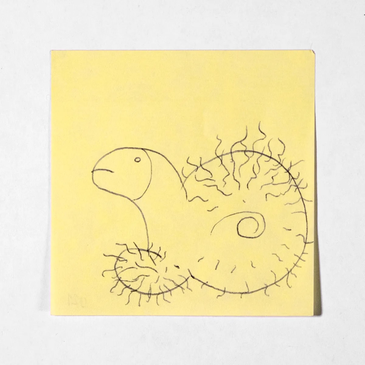 Mercurian, No. 021 of 512: a hand-drawn cazzo on a sticky note