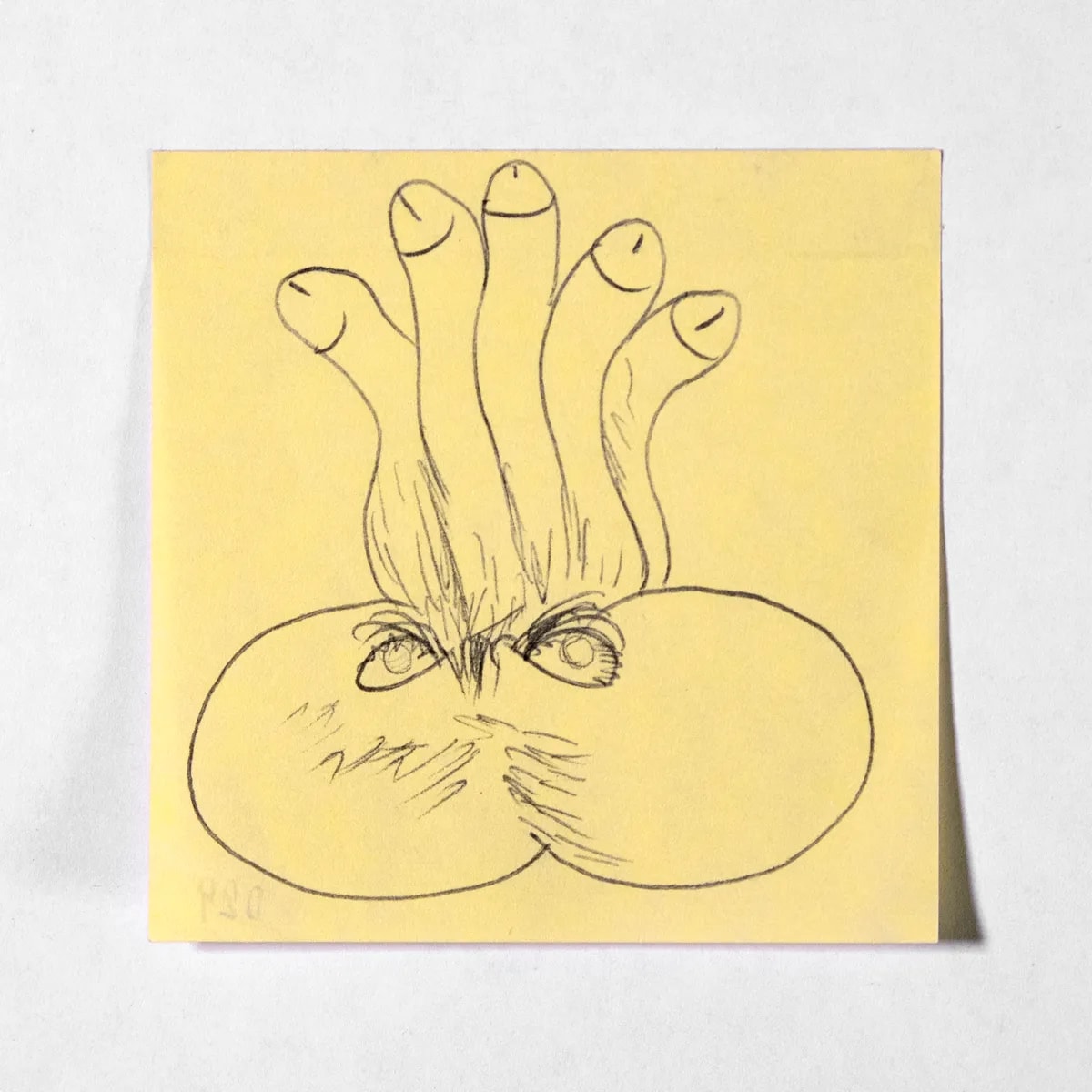Plutonian, No. 029 of 512: a hand-drawn cazzo on a sticky note