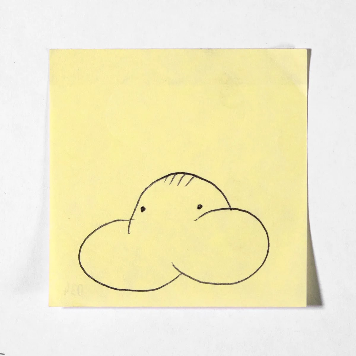 Signorino, No. 034 of 512: a hand-drawn cazzo on a sticky note