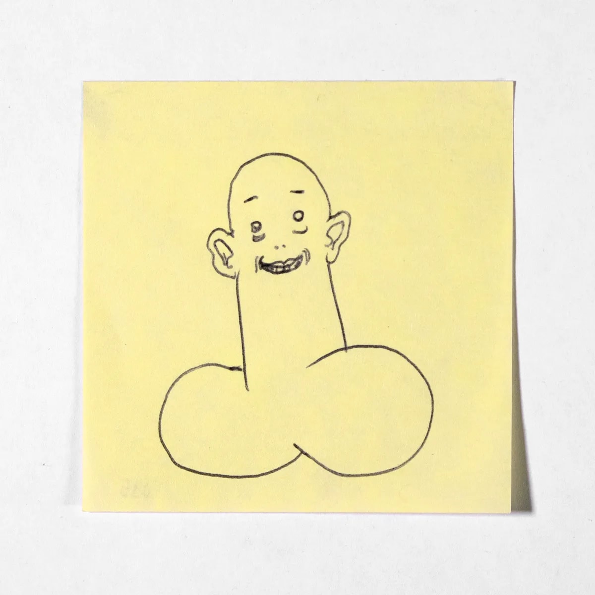 Yellowkid, No. 035 of 512: a hand-drawn cazzo on a sticky note