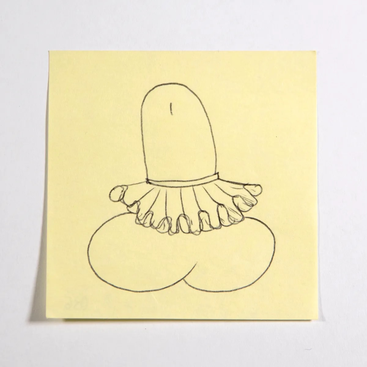 Skirt, No. 036 of 512: a hand-drawn cazzo on a sticky note