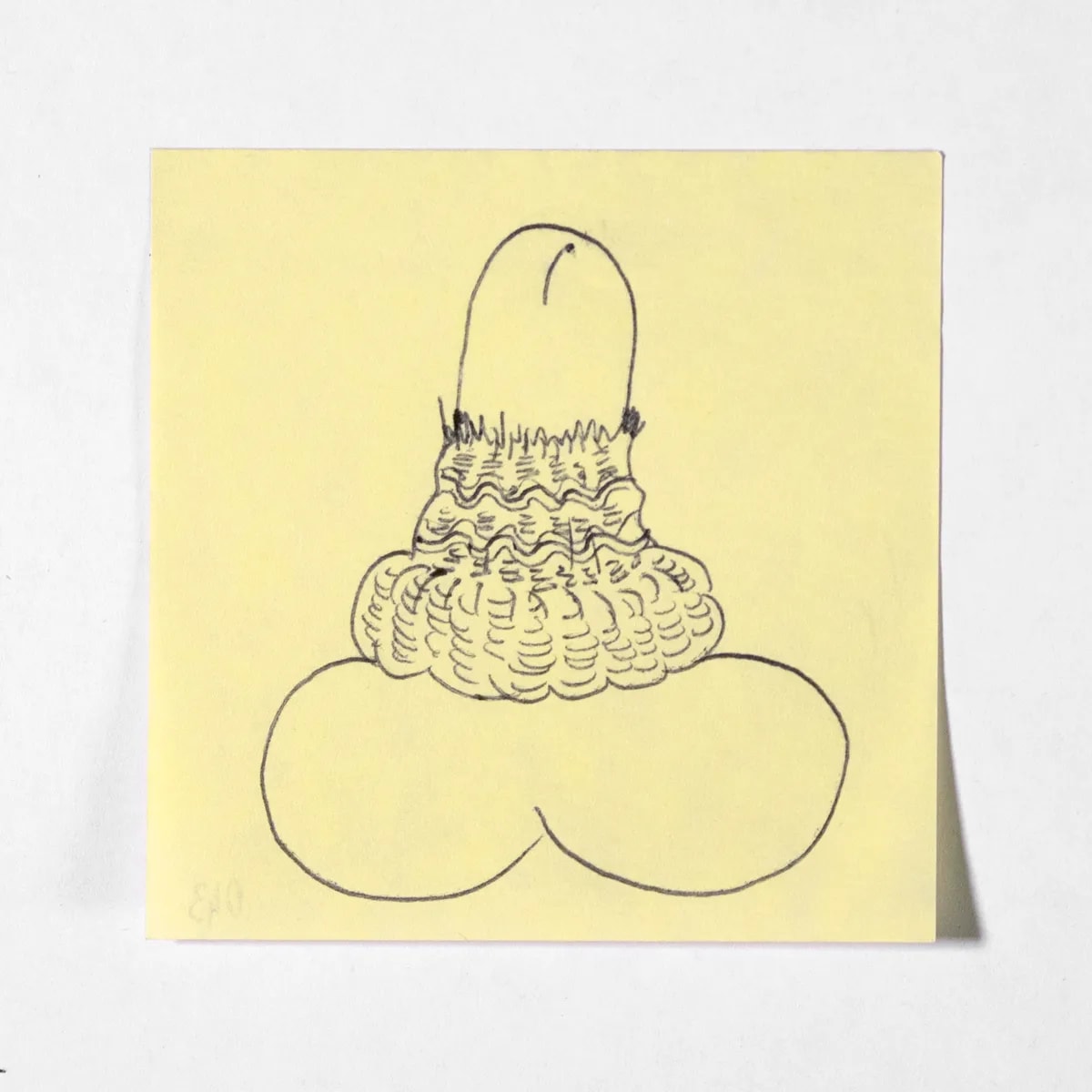 Sweater, No. 043 of 512: a hand-drawn cazzo on a sticky note