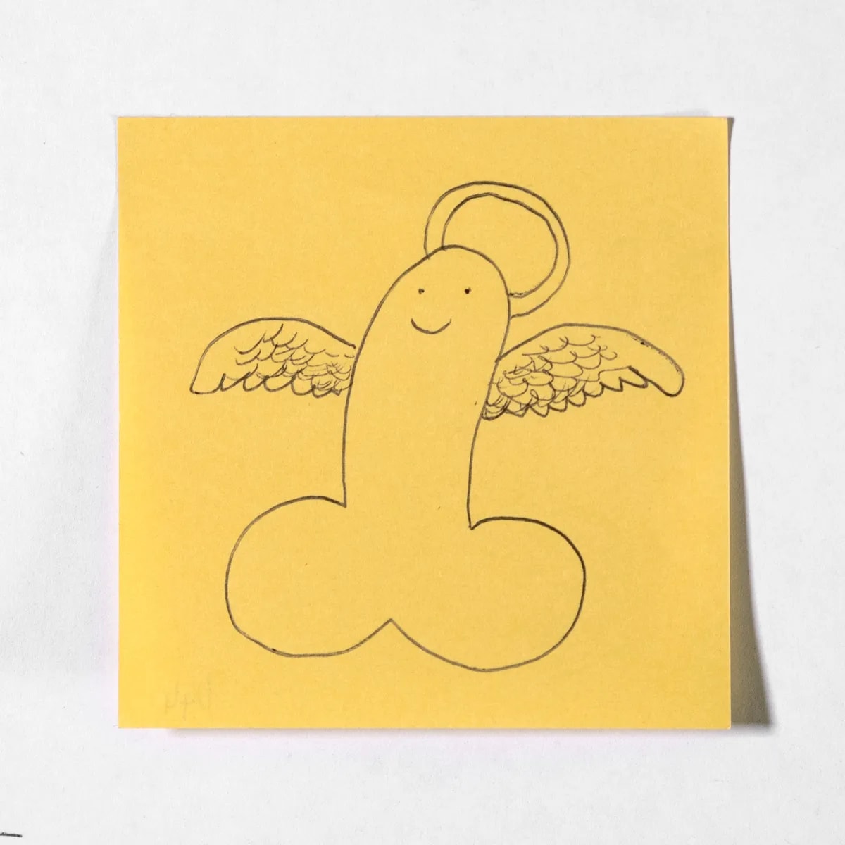 Angel, No. 044 of 512: a hand-drawn cazzo on a sticky note