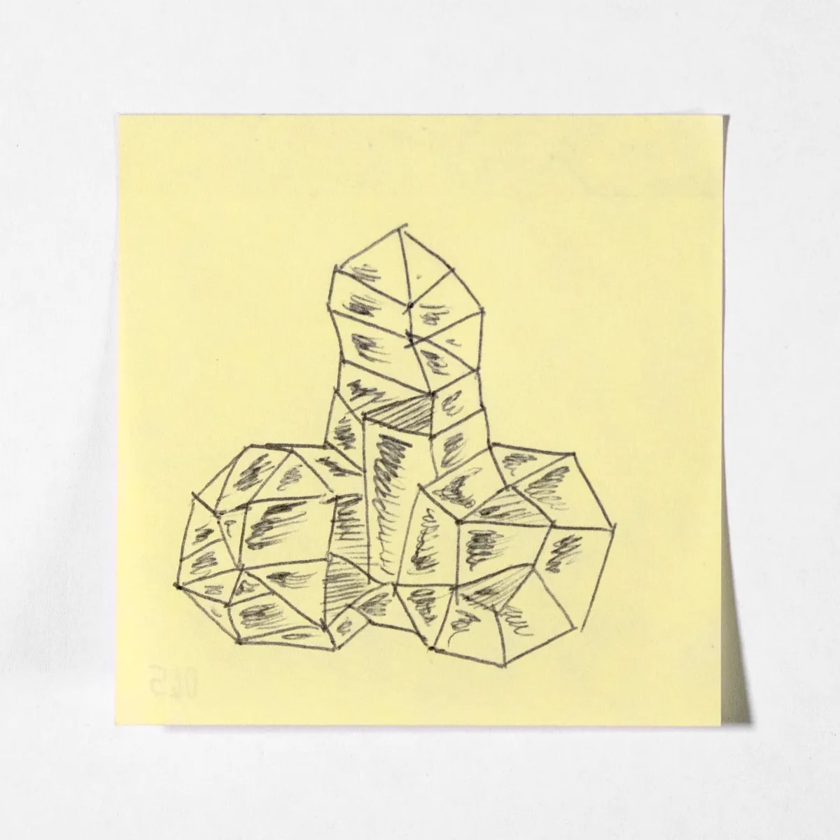 Crystal, No. 045 of 512: a hand-drawn cazzo on a sticky note