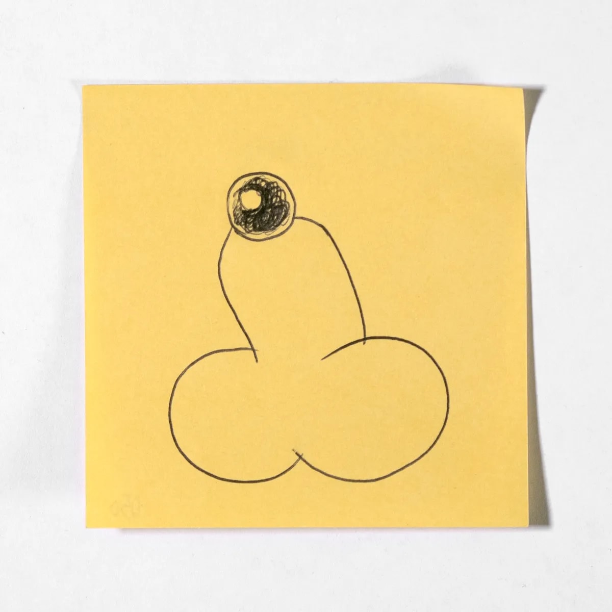 Pearl, No. 050 of 512: a hand-drawn cazzo on a sticky note