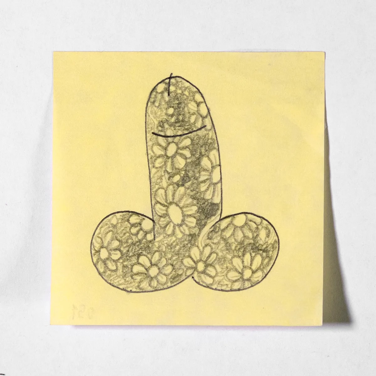 Fancy, No. 051 of 512: a hand-drawn cazzo on a sticky note