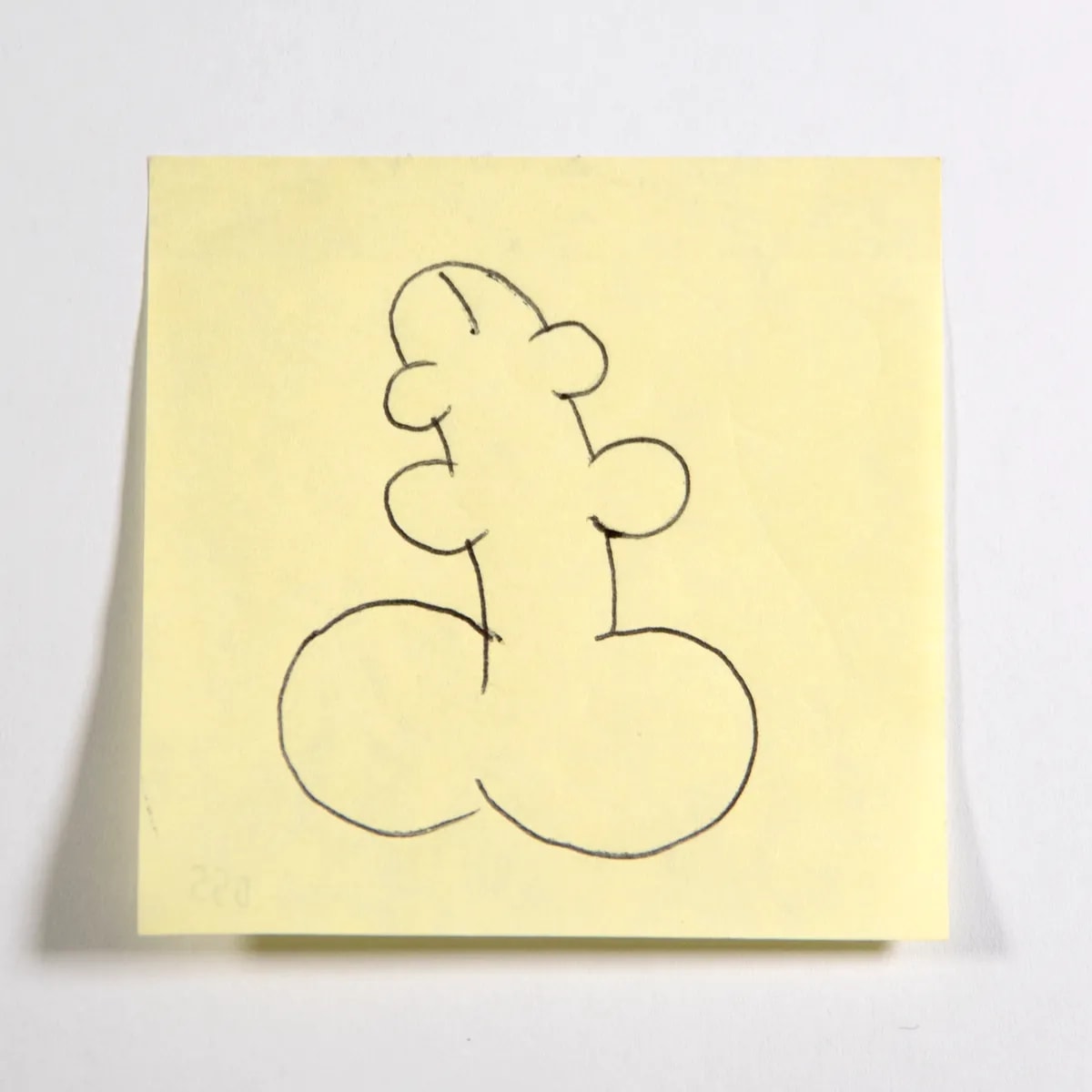 Hexatestis1, No. 055 of 512: a hand-drawn cazzo on a sticky note