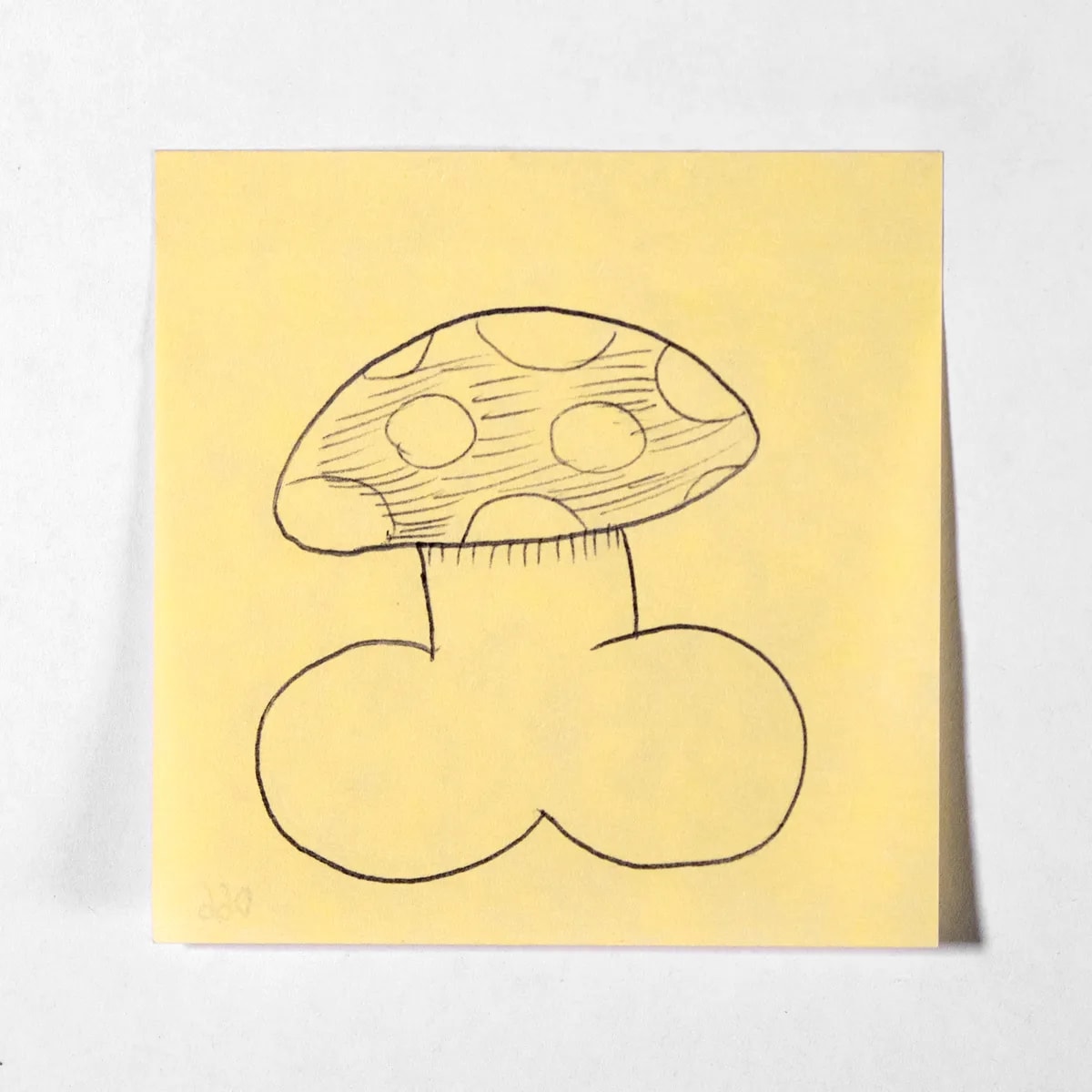 Mushroom, No. 066 of 512: a hand-drawn cazzo on a sticky note