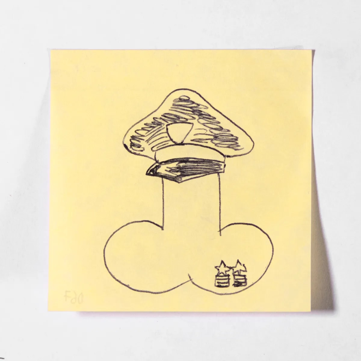 General, No. 067 of 512: a hand-drawn cazzo on a sticky note