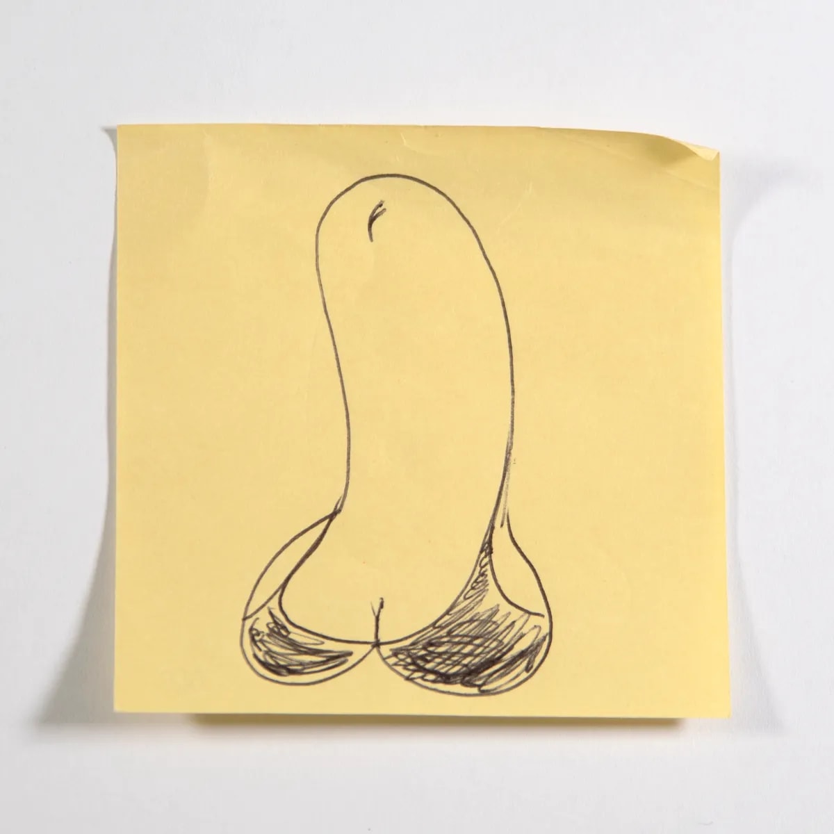 Bikini, No. 069 of 512: a hand-drawn cazzo on a sticky note