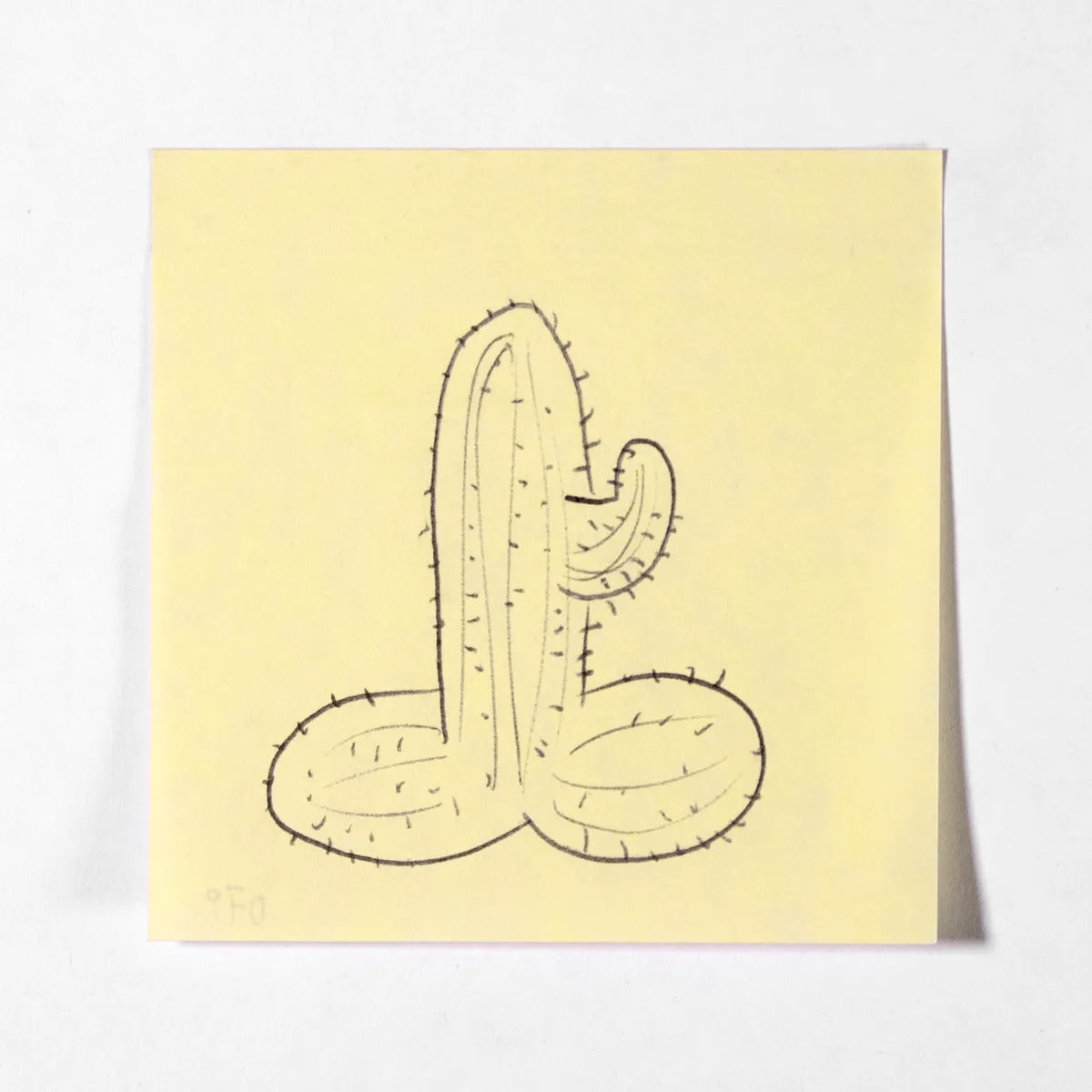 Cactus, No. 079 of 512: a hand-drawn cazzo on a sticky note