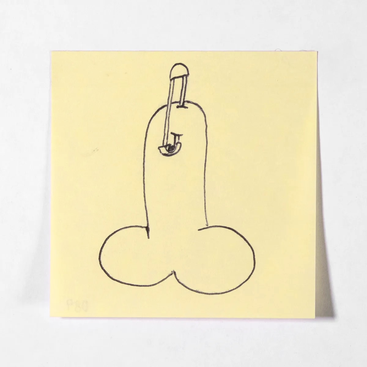 Pinned, No. 089 of 512: a hand-drawn cazzo on a sticky note