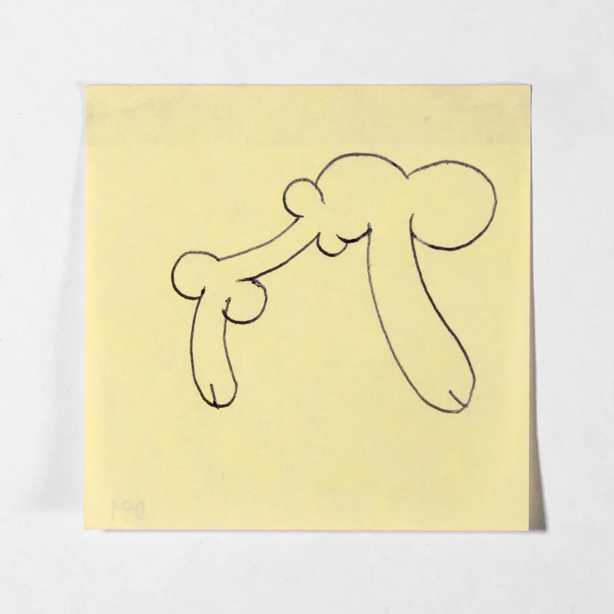 Composed, No. 091 of 512: a hand-drawn cazzo on a sticky note
