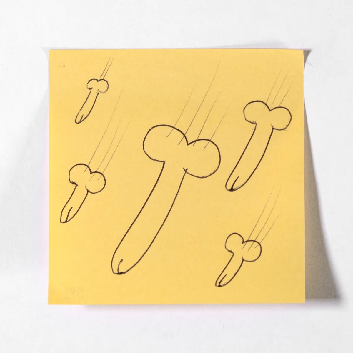 Plague, No. 092 of 512: a hand-drawn cazzo on a sticky note