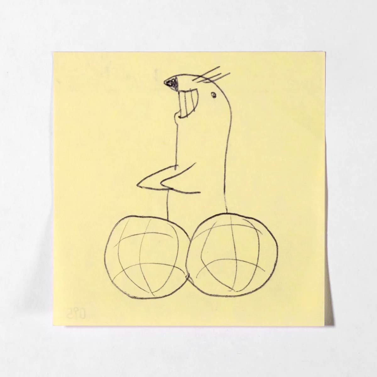 Seal, No. 095 of 512: a hand-drawn cazzo on a sticky note