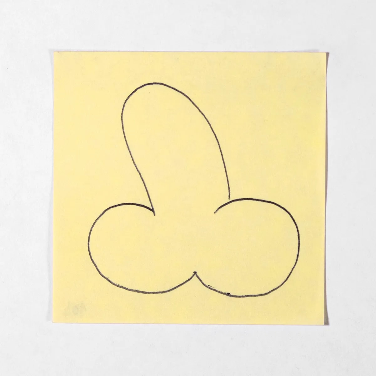 Sealed, No. 104 of 512: a hand-drawn cazzo on a sticky note