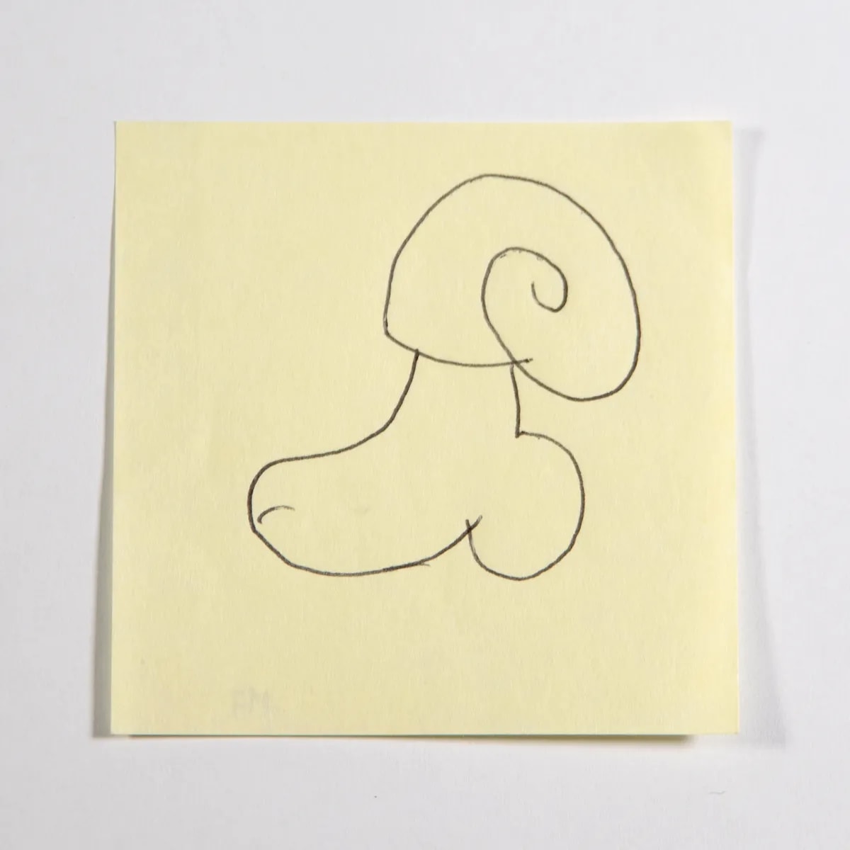 Hermitcrab, No. 117 of 512: a hand-drawn cazzo on a sticky note