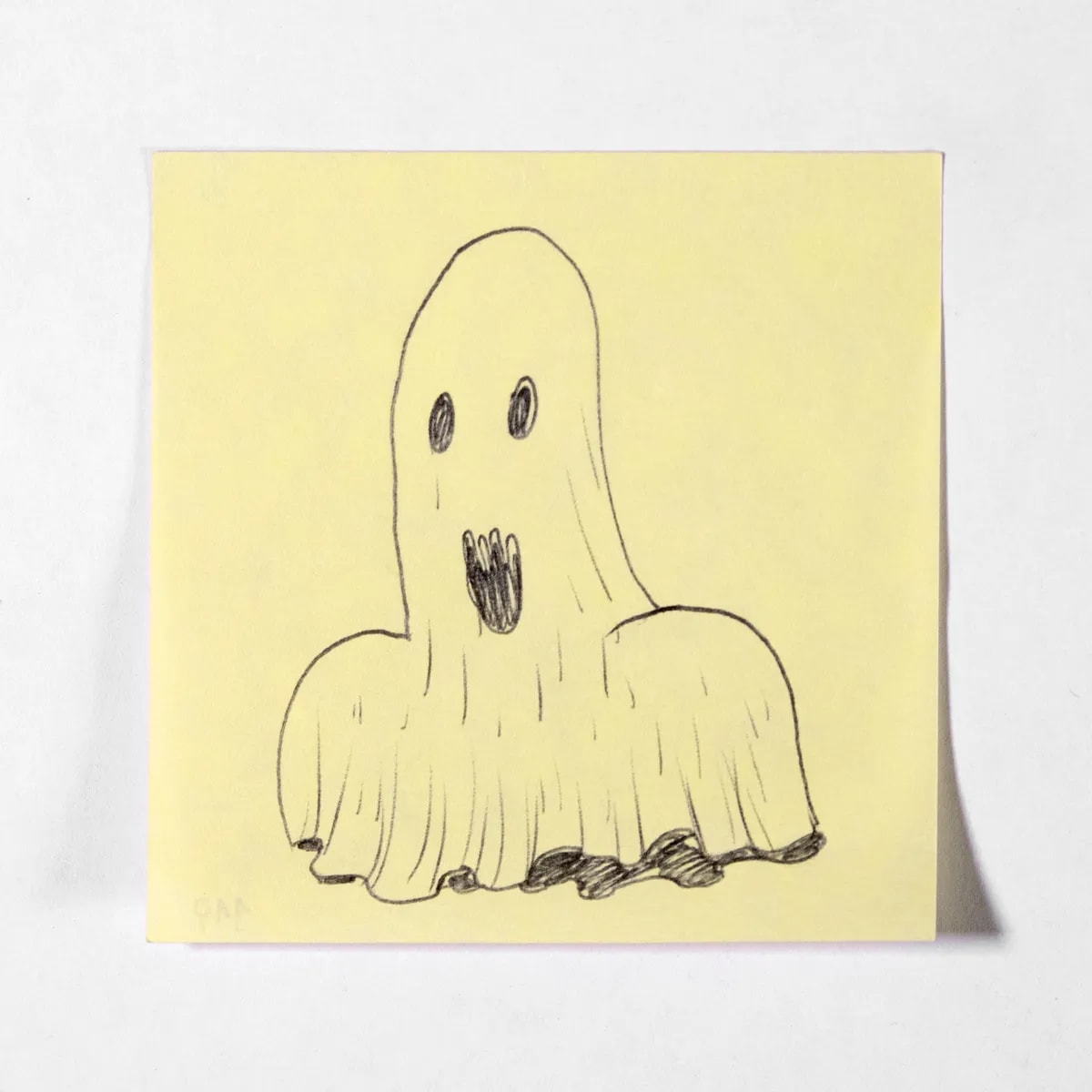 Ghost, No. 119 of 512: a hand-drawn cazzo on a sticky note