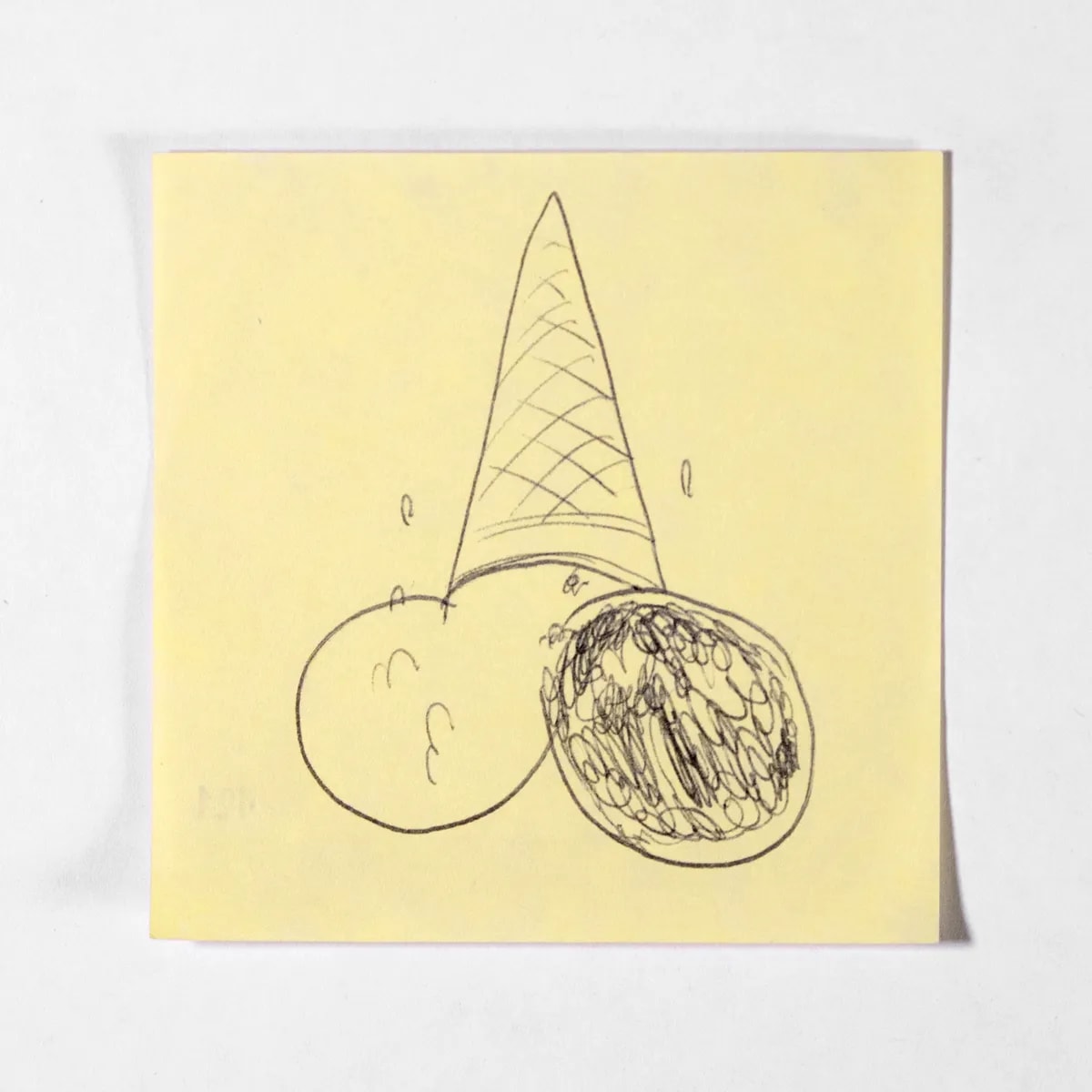 Icecream, No. 121 of 512: a hand-drawn cazzo on a sticky note