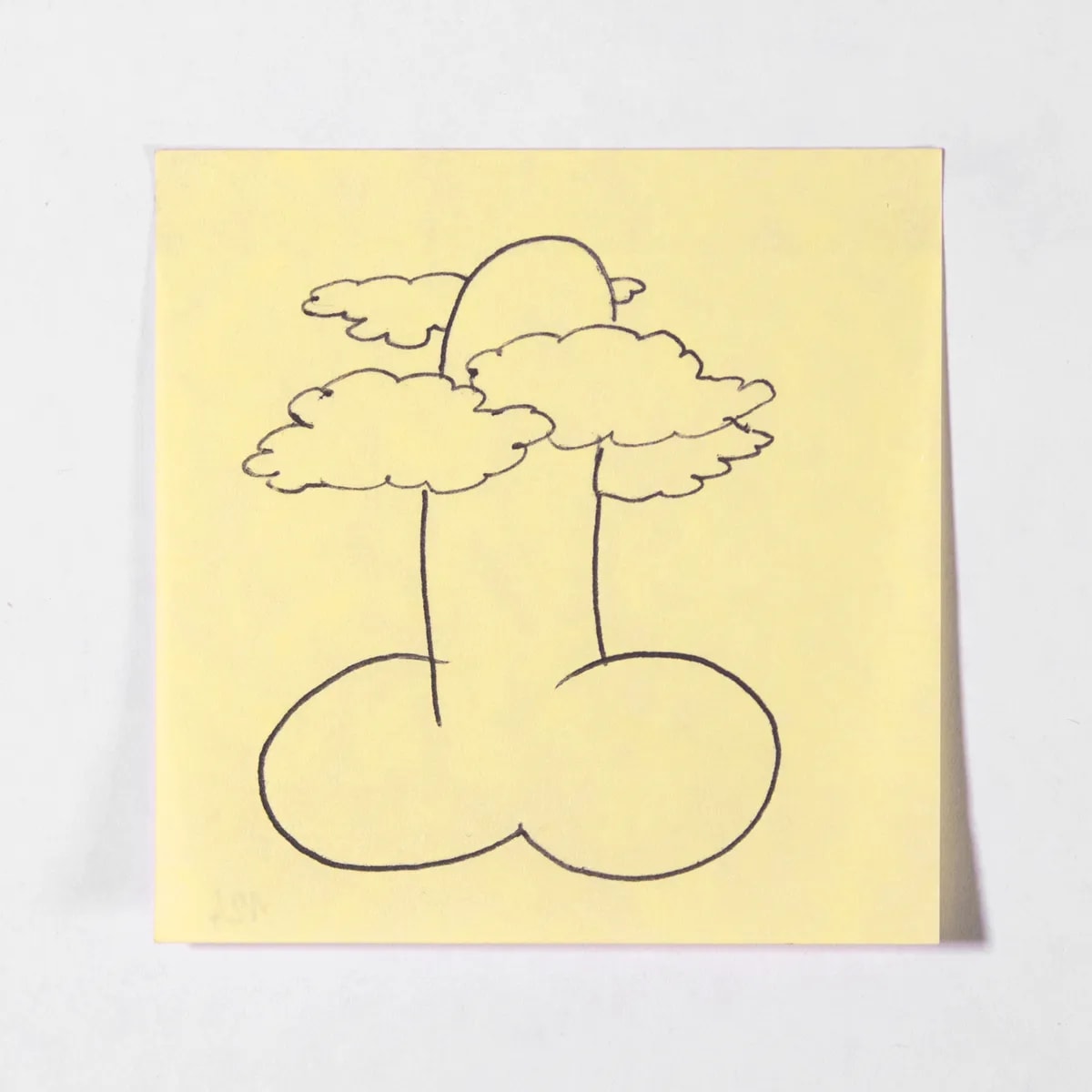 Inattentive, No. 124 of 512: a hand-drawn cazzo on a sticky note
