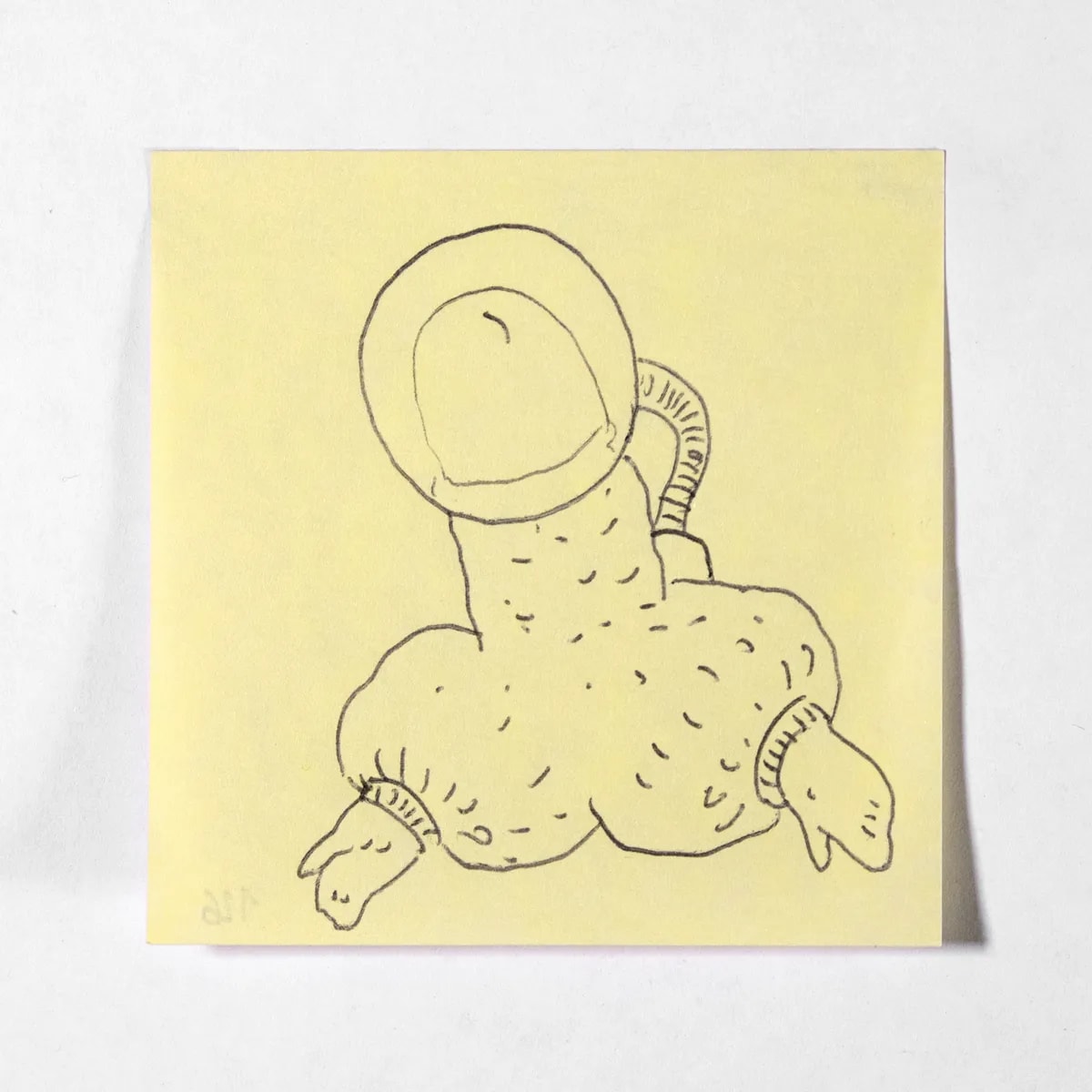 Cosmonaut, No. 126 of 512: a hand-drawn cazzo on a sticky note