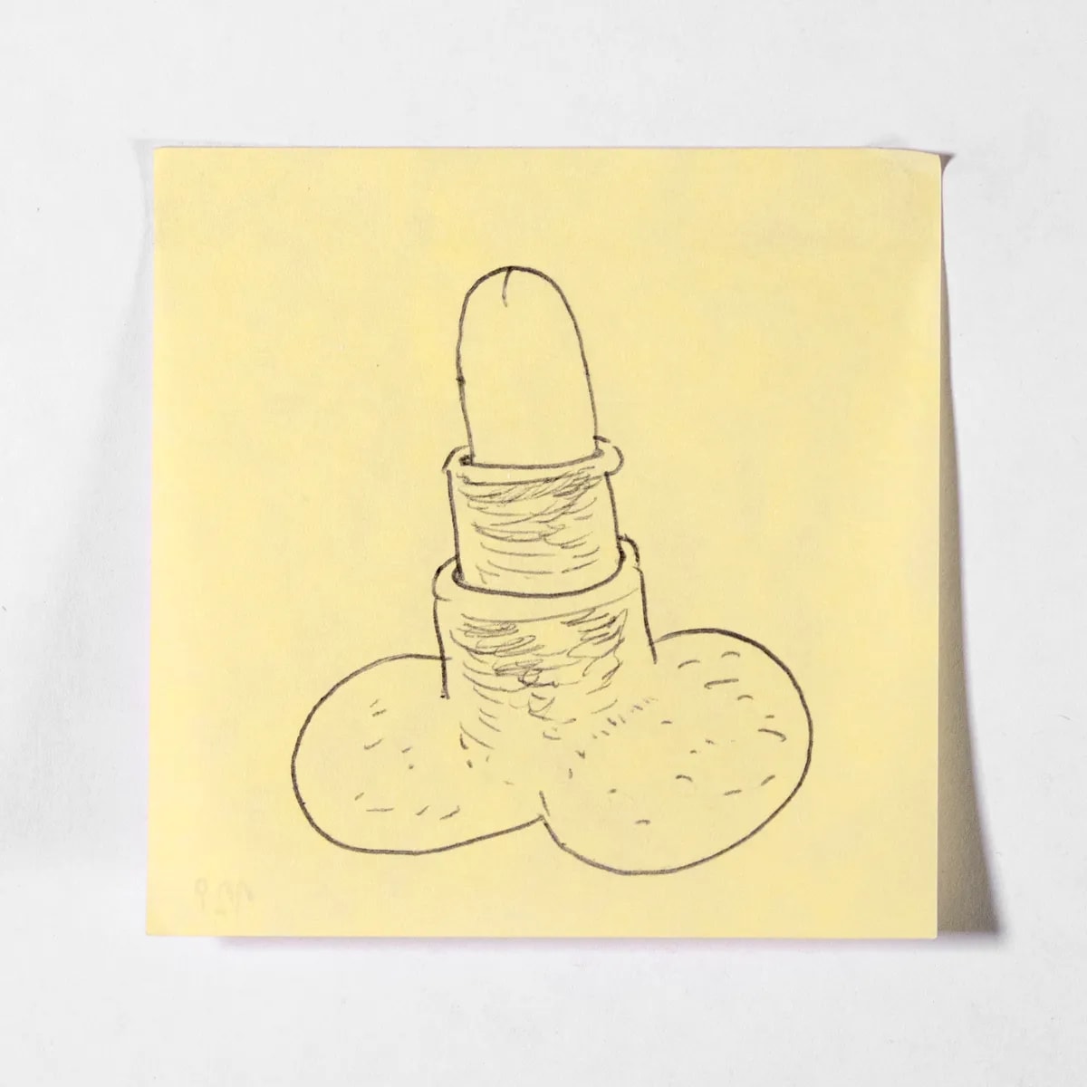 Periscopic, No. 129 of 512: a hand-drawn cazzo on a sticky note