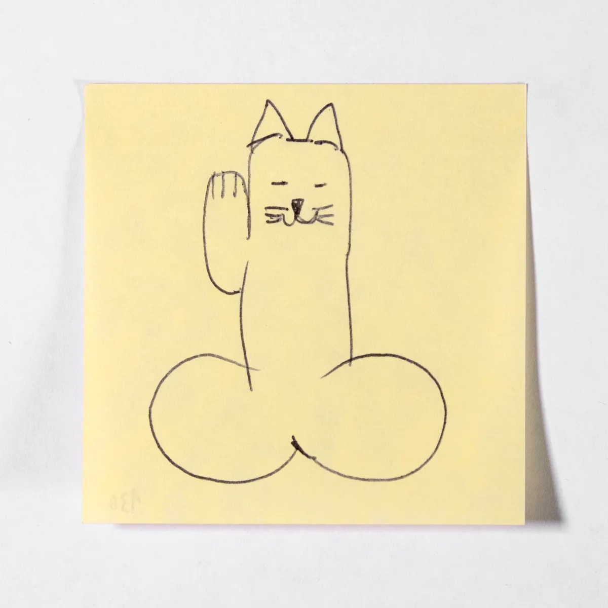 Neko, No. 130 of 512: a hand-drawn cazzo on a sticky note