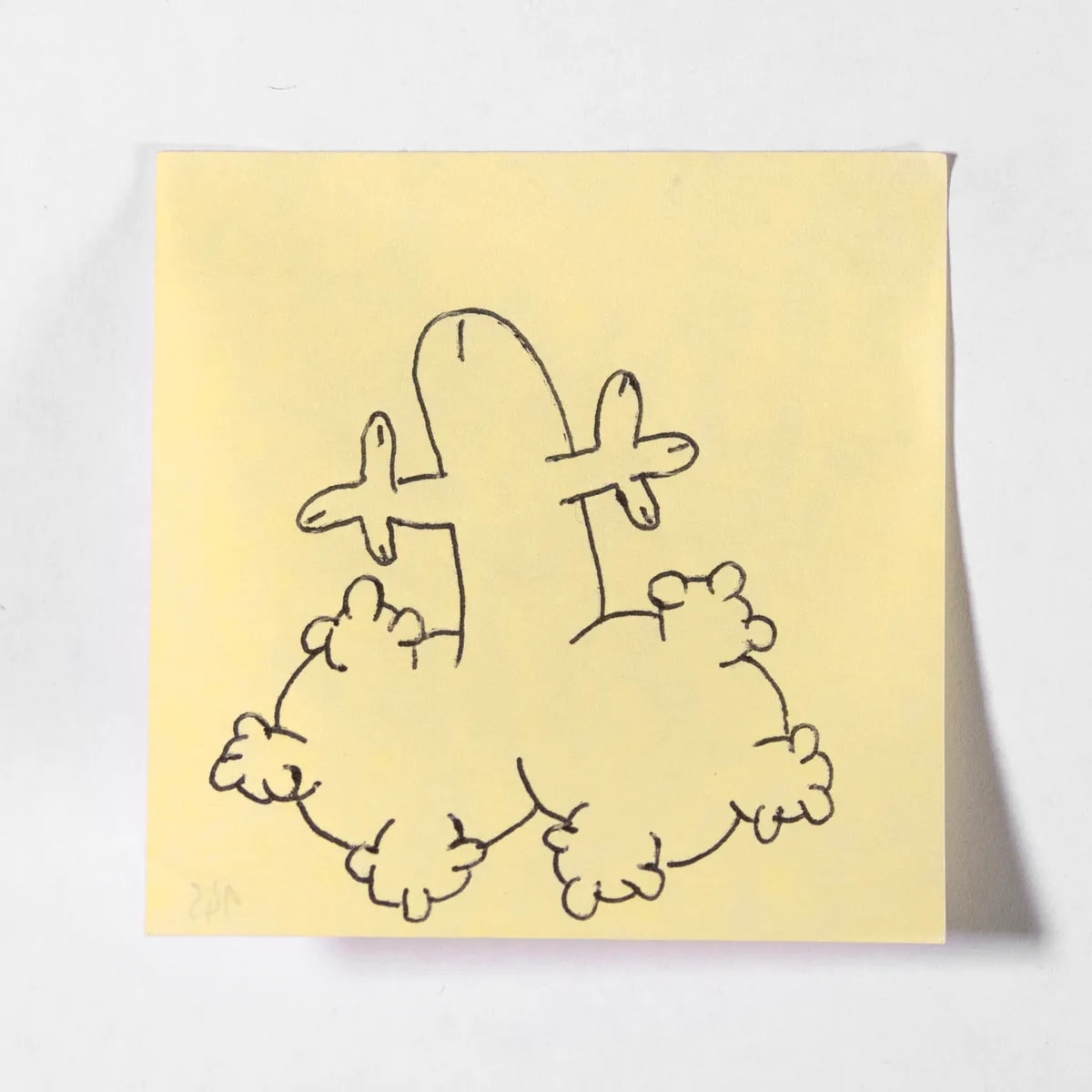 Fractal, No. 145 of 512: a hand-drawn cazzo on a sticky note