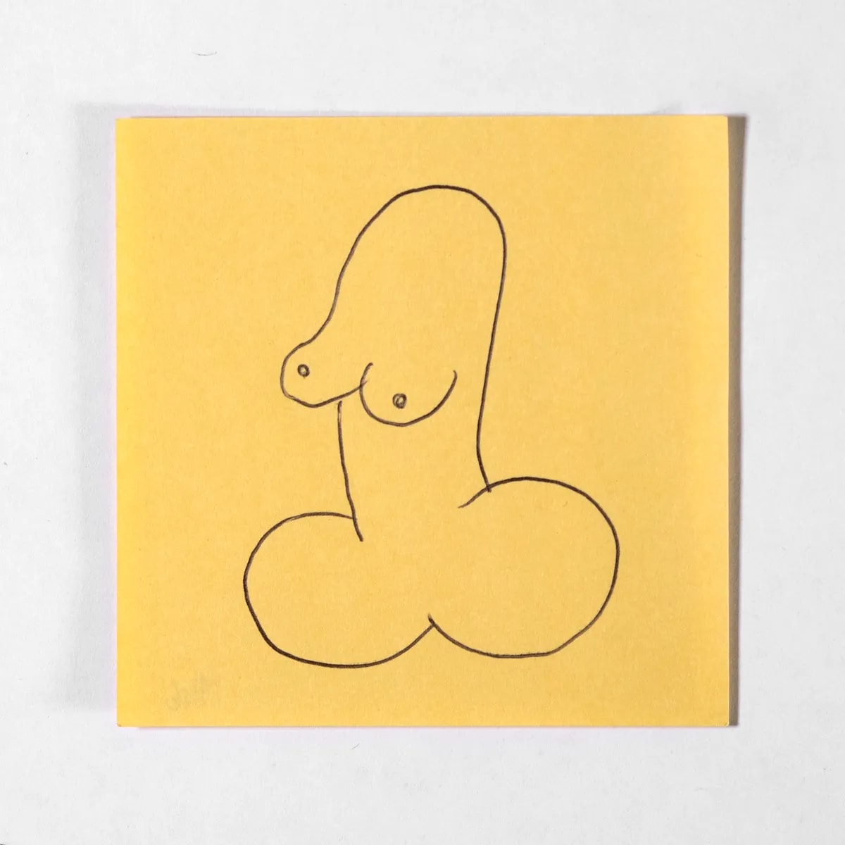 Buxom, No. 146 of 512: a hand-drawn cazzo on a sticky note
