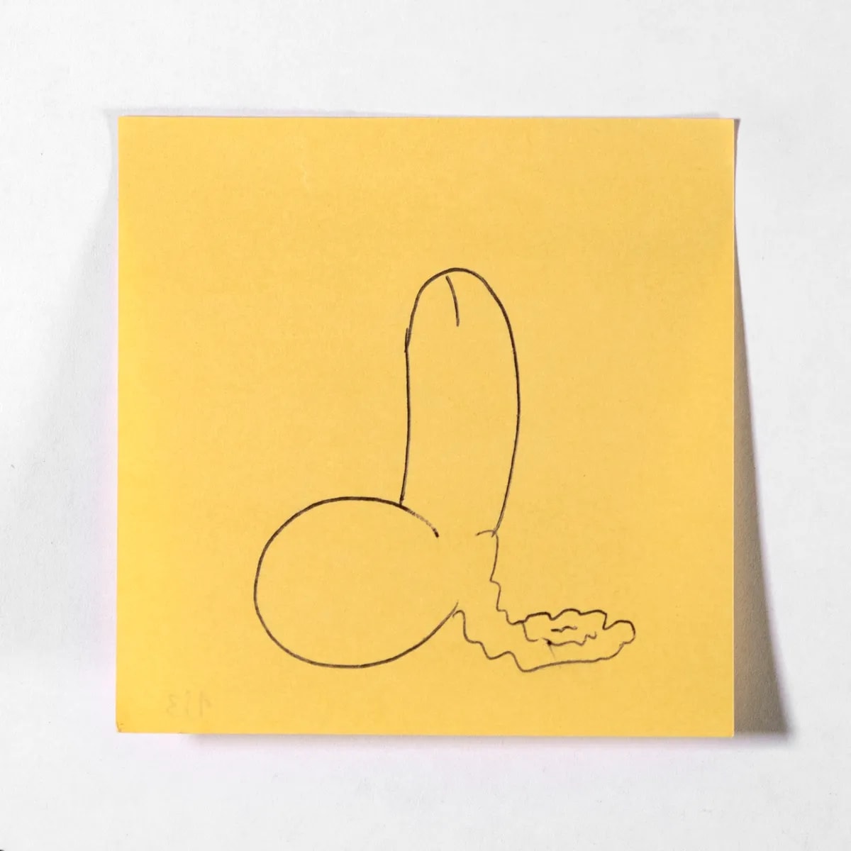 Pokeout, No. 153 of 512: a hand-drawn cazzo on a sticky note