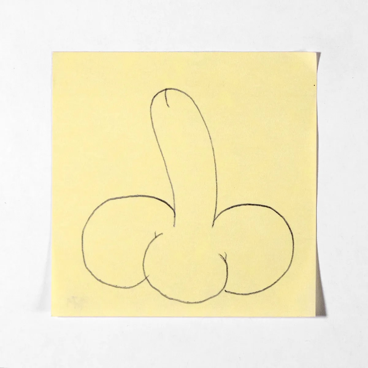 Tritesticled1, No. 171 of 512: a hand-drawn cazzo on a sticky note