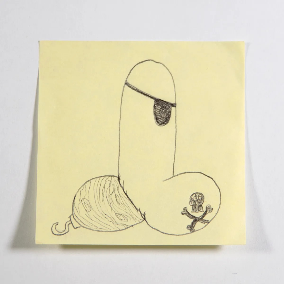 Pirate, No. 175 of 512: a hand-drawn cazzo on a sticky note