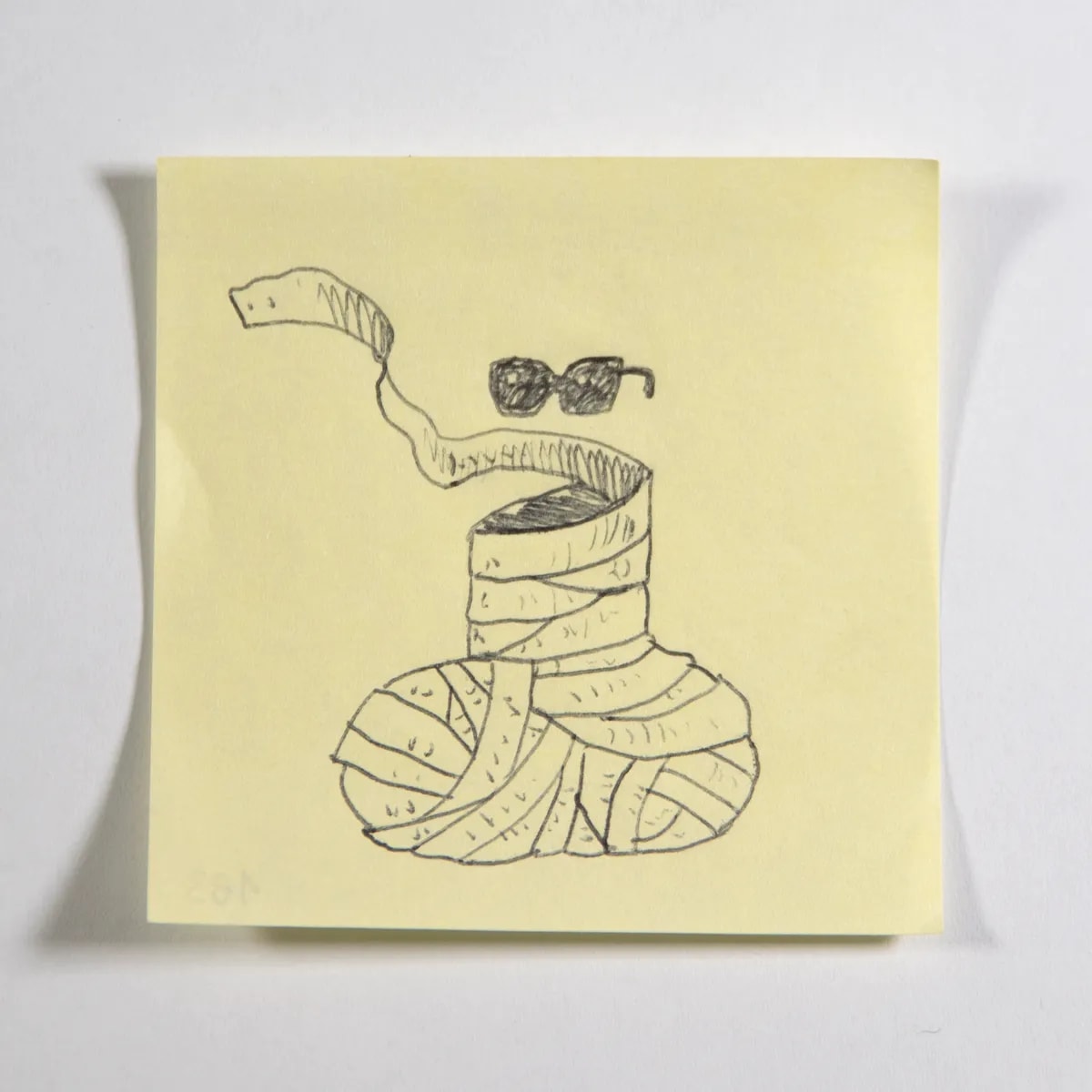 Invisible, No. 183 of 512: a hand-drawn cazzo on a sticky note
