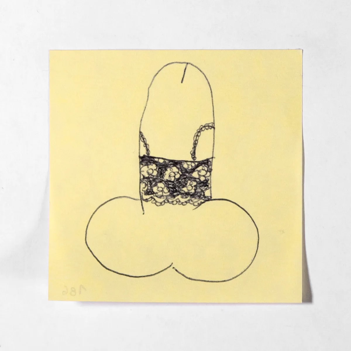 Miss, No. 186 of 512: a hand-drawn cazzo on a sticky note