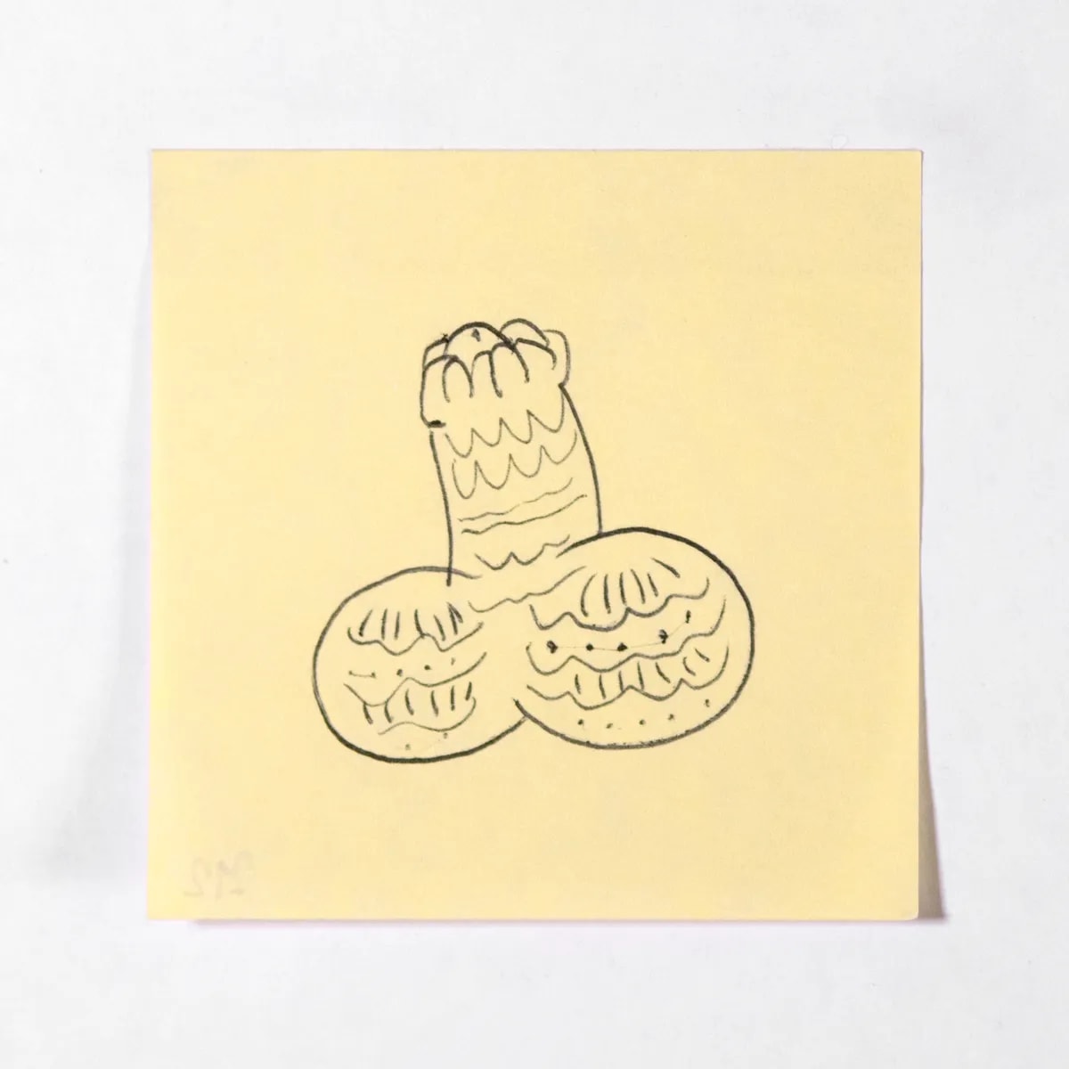 Christmassy, No. 212 of 512: a hand-drawn cazzo on a sticky note