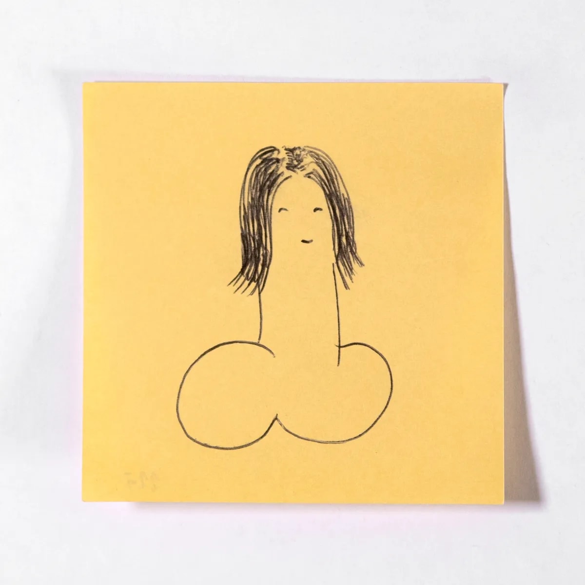 Yukio, No. 227 of 512: a hand-drawn cazzo on a sticky note