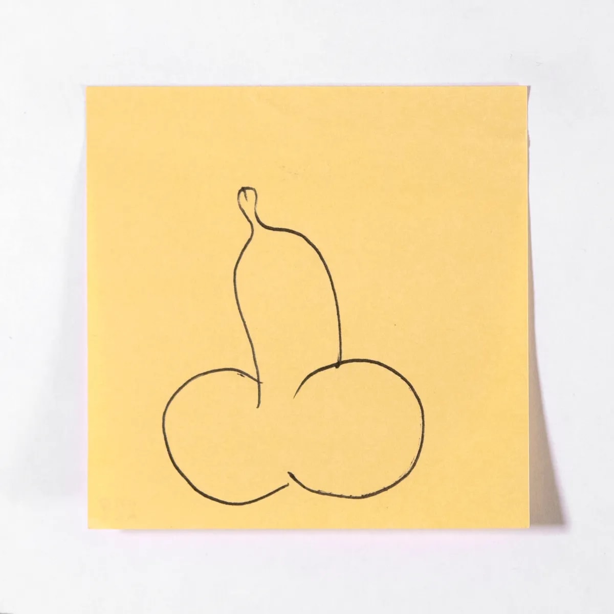 Dropper, No. 229 of 512: a hand-drawn cazzo on a sticky note