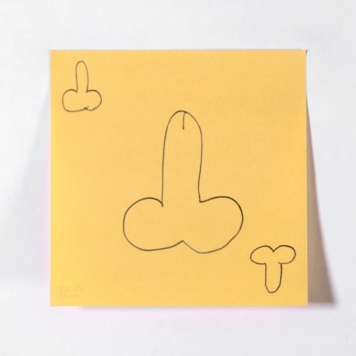 Ace, No. 230 of 512: a hand-drawn cazzo on a sticky note