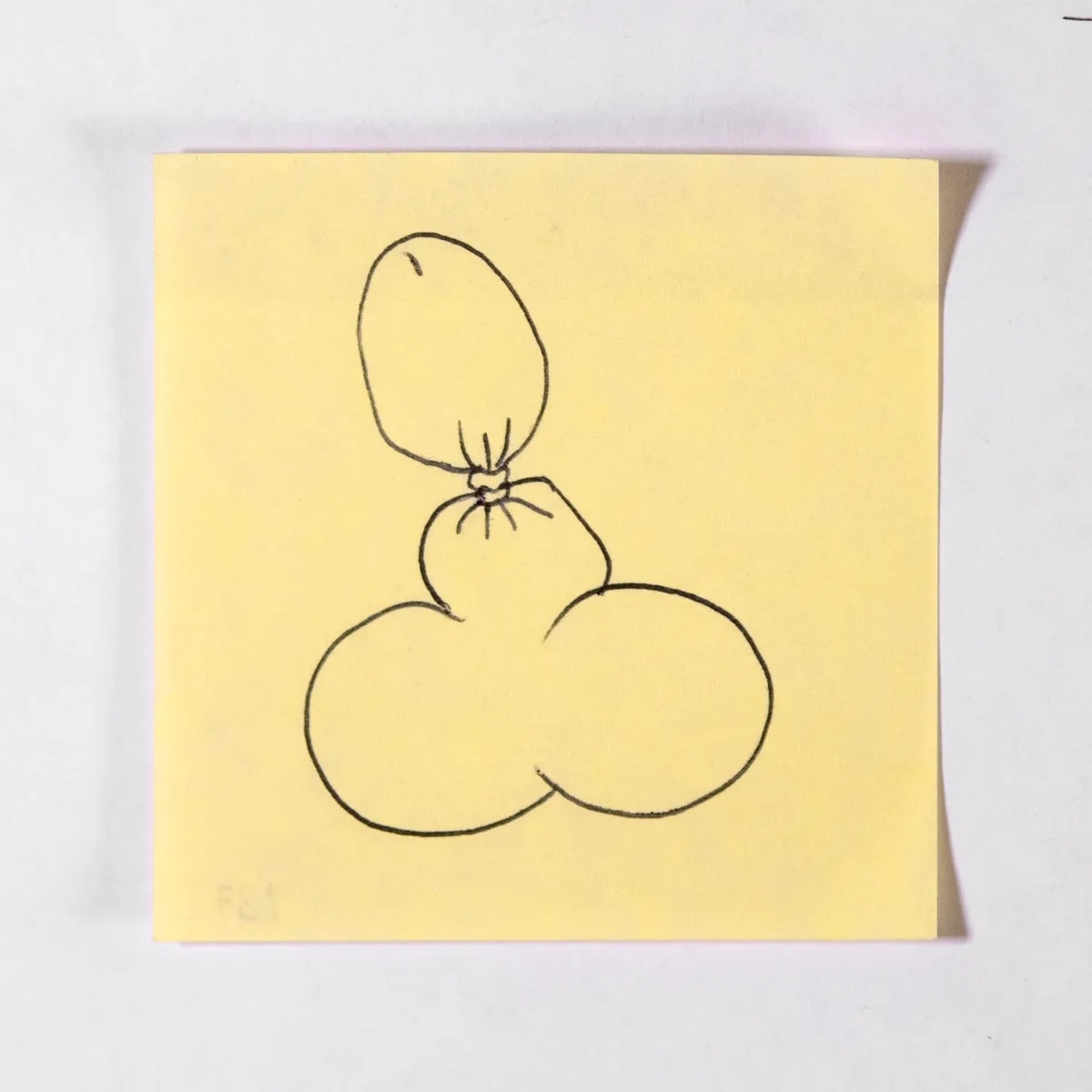 Choking, No. 237 of 512: a hand-drawn cazzo on a sticky note