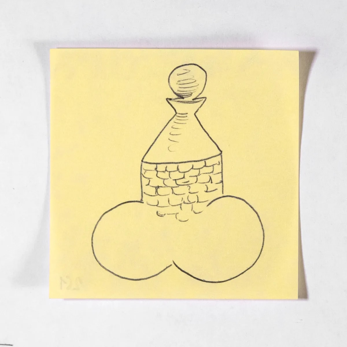 Trullo, No. 261 of 512: a hand-drawn cazzo on a sticky note