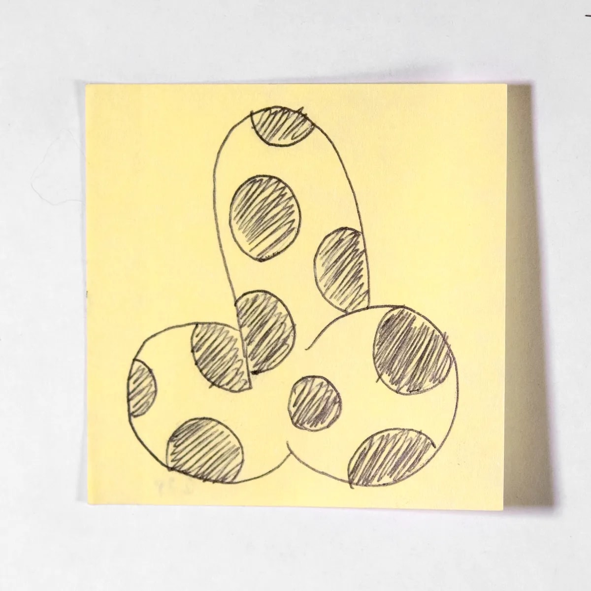Pimpa, No. 279 of 512: a hand-drawn cazzo on a sticky note
