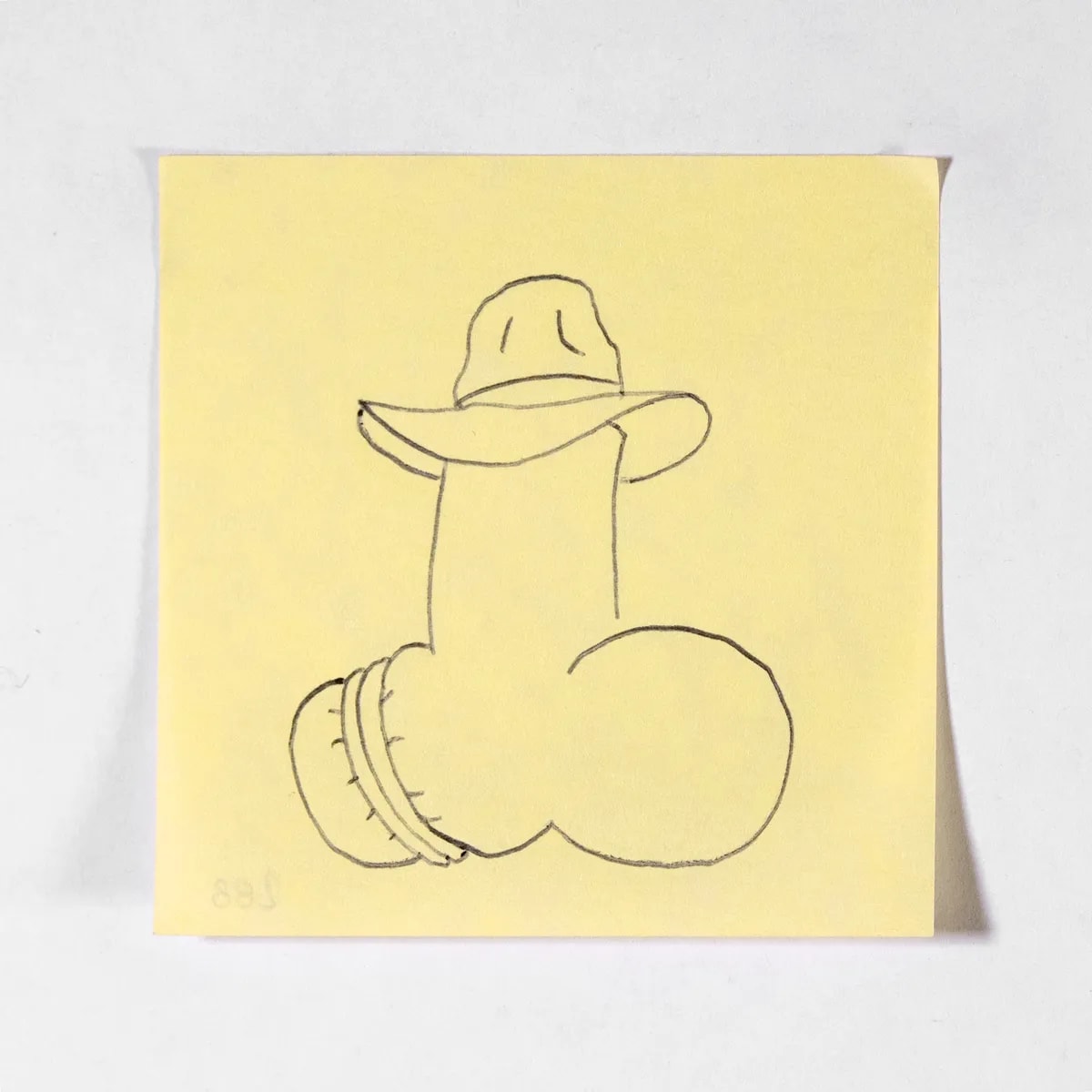 Indiana, No. 288 of 512: a hand-drawn cazzo on a sticky note
