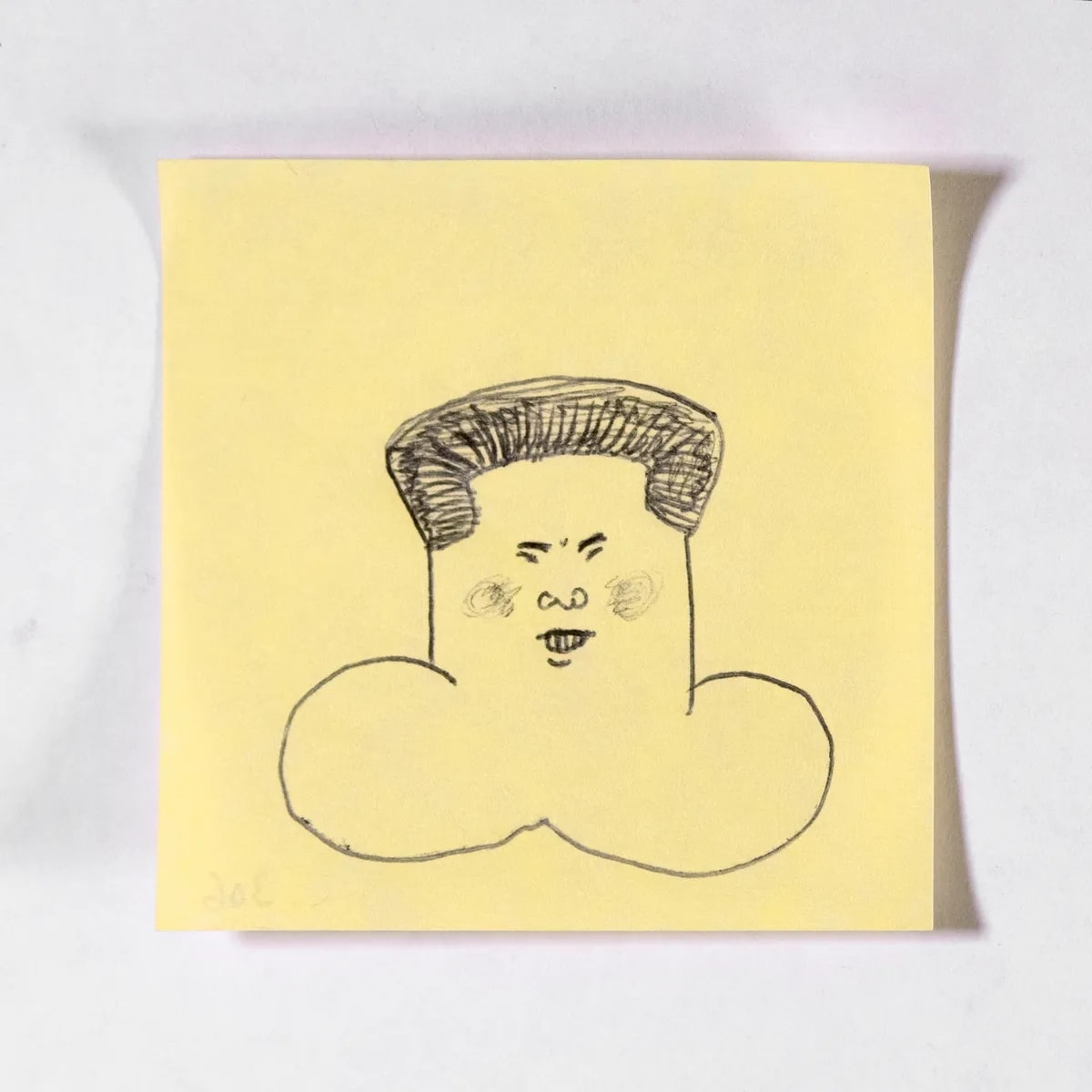 영원한-대통령, No. 306 of 512: a hand-drawn cazzo on a sticky note