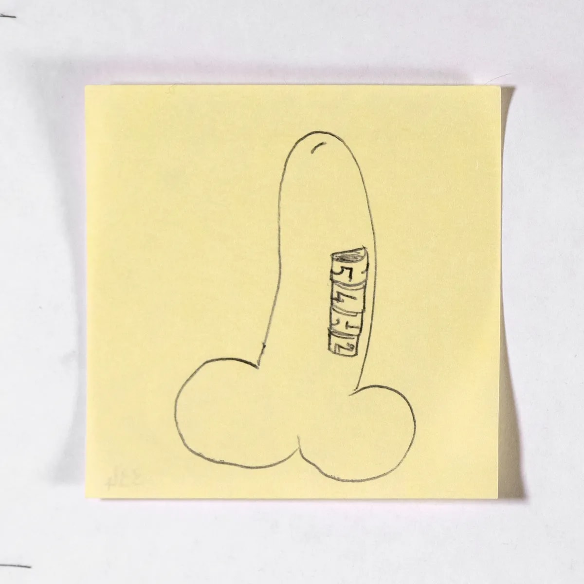 Combination, No. 334 of 512: a hand-drawn cazzo on a sticky note
